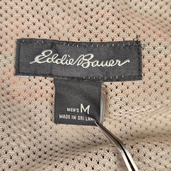 Eddie Bauer Shirt Mens Size Medium Short Sleeve Button Down Peach color Plaid - Picture 12 of 16